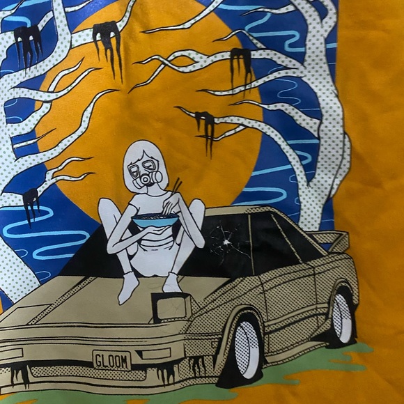 🤍3/35 graphic hoodie in bright yellow - Picture 3 of 4